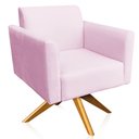 Ver imagem 1 de Poltrona Decorativa Isabella Base Giratória Madeira Suede Rosa Bebê - Gran Belo