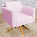 Ver imagem 2 de Poltrona Decorativa Isabella Base Giratória Madeira Suede Rosa Bebê - Gran Belo