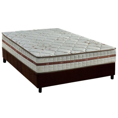 Cama Box Casal: Colchão Molas Ensacadas Anjos Masterpocket Classic + Base Crc Suede Brown(138x188)