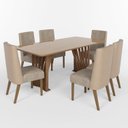 Ver imagem 2 de Conjunto Mesa Adriana 200cm com Vidro 6 Cadeiras Anne Marrom/Nature/Bege/Creme