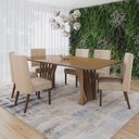 Ver imagem 1 de Conjunto Mesa Adriana 200cm com Vidro 6 Cadeiras Anne Marrom/Nature/Bege/Creme