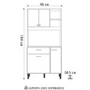Ver imagem 7 de Armário de Cozinha Compacta Retrô 90cm Wallie N03 Freijó/grafite - Mpozenato