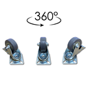 Ver imagem 3 de Rodízio Rodinha Giratório Placa Base Aço Roda Pp Cinza Diâmetro 50mm 2" C/ Trava Freio