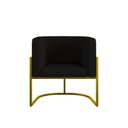 Ver imagem 2 de Kit Sofá 2 Lugares + 2 Poltronas Recepção Veludo Dourado Preto