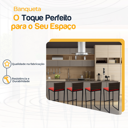 Kit 4 Bancos Quadrado Junco Argila para Bancada Alta Cozinha Área Gourmet Bistrô Piscina Bar - 3