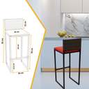 Ver imagem 2 de Kit 4 Bancos Quadrado Junco Argila para Bancada Alta Cozinha Área Gourmet Bistrô Piscina Bar
