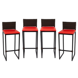 Kit 4 Bancos Quadrado Junco Argila para Bancada Alta Cozinha Área Gourmet Bistrô Piscina Bar - 1