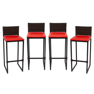 Kit 4 Bancos Quadrado Junco Argila para Bancada Alta Cozinha Área Gourmet Bistrô Piscina Bar