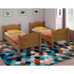 Beliche Madrid Grades de Proteção e Cama Removível - Amêndoa com 2 Colchões - 2