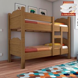 Beliche Madrid Grades de Proteção e Cama Removível - Amêndoa com 2 Colchões - 3