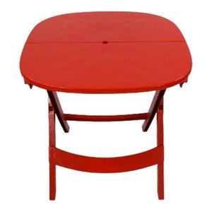 Mesa Dobrável De Plástico Resistente Prática Barata:Vermelha