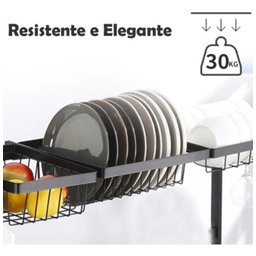 Escorredor de Pia Preto Prateleira Organizador de Louça 85 Cm - 7