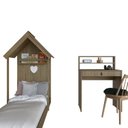 Ver imagem 2 de Conjunto Infantil com Cama e Escrivaninha Bege/Carvalho Mel