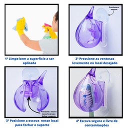 Kit 4 Suporte Organizador Dispenser Porta Escova de Dente:Transparente - 6
