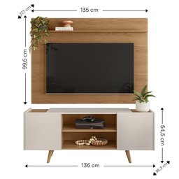 Painel para Tv Maia com Rack River Freijó/off White - Colibri Móveis - Freijó/off White - 7