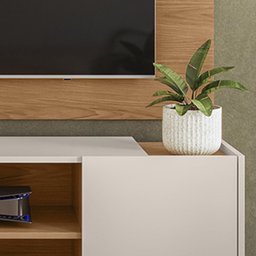 Painel para Tv Maia com Rack River Freijó/off White - Colibri Móveis - Freijó/off White - 4