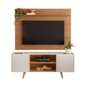 Painel para Tv Maia com Rack River Freijó/off White - Colibri Móveis - Freijó/off White