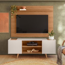 Painel para Tv Maia com Rack River Freijó/off White - Colibri Móveis - Freijó/off White - 2