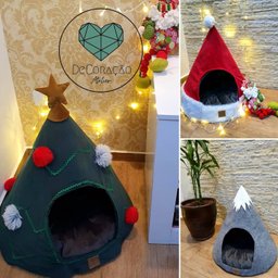 Cama Para Gatos e Cachorros Montanha + Capa Touca Natalina - 5