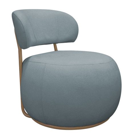 Poltrona Decorativa Greta Base Giratória Ouro Fosco Bouclé Azul Claro - Nexta Casa