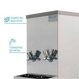Bebedouro Purificador Industrial Blue Bancada 2 Torneiras Natural e Gelada 20l Pib20l127vn-2t Inox - 7