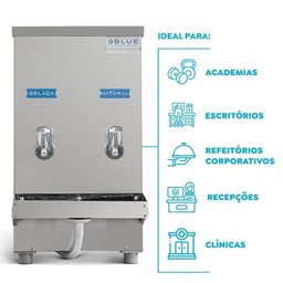 Bebedouro Purificador Industrial Blue Bancada 2 Torneiras Natural e Gelada 20l Pib20l127vn-2t Inox - 4