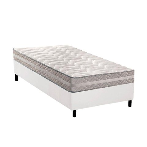 Conjunto Box Solteiro Colchão Anatômico Paropas D28 Master Ag80 Prata Double Face 17 + Base Crc