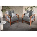 Ver imagem 1 de Kit Poltrona Paris corda nautica com 2 peças luxury linho Grafite com almofadas