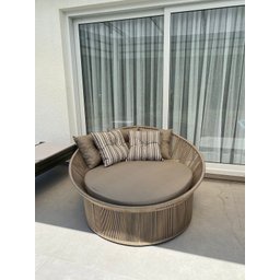 Chaise Palmeira Taça em Corda Areia - Tecido Duna Marrom - 2