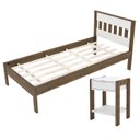 Ver imagem 2 de Cama Solteirocm8006 e Mesa de Cabeceira Az1016 Qt5 Nogal Branco Tecno Mobili