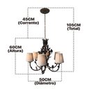 Ver imagem 2 de Lustre Rústico Ouro Velho com 6 Cúpulas de Algodão Inclusas!