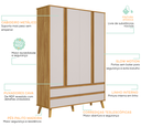 Ver imagem 6 de Kit Berço Guarda Roupa e Cômoda Quarto Infantil MDF Theo