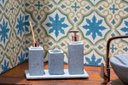 Ver imagem 2 de Kit Banheiro Bancada Lavabo Luxo Pedra Sabão Rose
