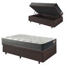 Ver imagem 1 de Cama Box Solteiro Baú Corino Linho com Colchão Adapto Molas Ensacadas 88x188 Ecoflex