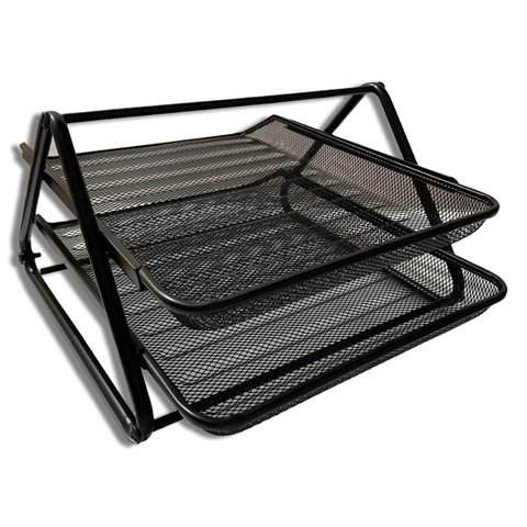 Organizador de Mesa Escritorio Multifuncional - 2 Bandejas - Papel e Documentos - Aramado - Cosy