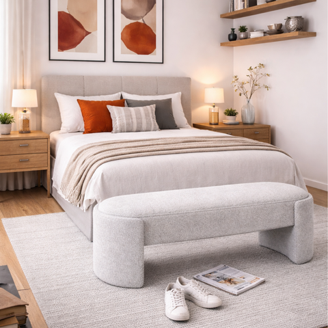 Recamier Puff Decorativo Fly 110cm Cama Casal Estofados:cinza