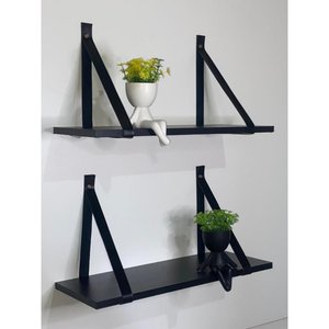 Kit 2 Prateleiras de Mdf Preto 50x20cm:preto