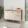 Balcão para Pia de Cozinha Anita 1,20m 3 Portas 1 Gaveta Savana Off White A21 – Moblis - 1