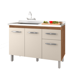 Balcão para Pia de Cozinha Anita 1,20m 3 Portas 1 Gaveta Savana Off White A21 – Moblis - 2