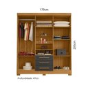 Ver imagem 3 de Guarda-Roupa Casal com 6 Portas 3 Gavetas e Chave 179cm Multimóveis CR35673 Madeirado/Cinza