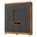 Ver imagem 2 de Guarda-Roupa Casal com 6 Portas 3 Gavetas e Chave 179cm Multimóveis CR35673 Madeirado/Cinza