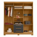 Ver imagem 4 de Guarda-Roupa Casal com 6 Portas 3 Gavetas e Chave 179cm Multimóveis CR35673 Madeirado/Cinza