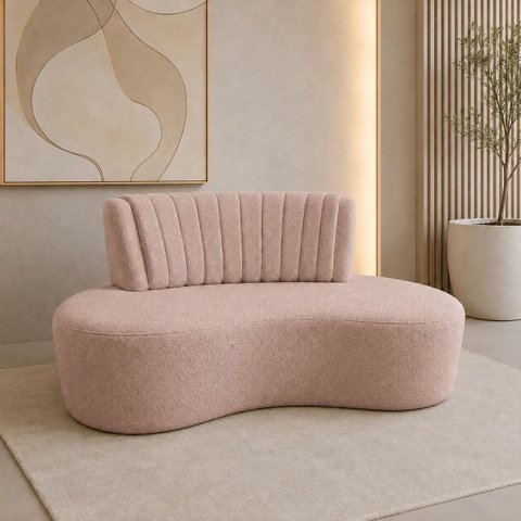 Sofá Orgânico Curvo Luxo Mavie 180cm Sala Bouclê Rose