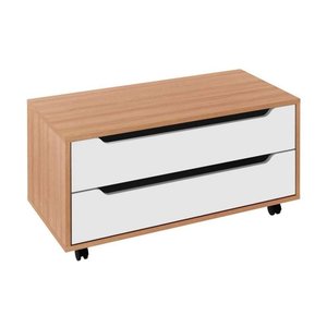 Bancada de Banheiro C/ Rodizio Bn3643 S/ Cuba C/ 2 Gavetas 80cm Branco - Tecno Mobili