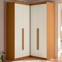 Ver imagem 1 de Guarda Roupa de Canto 4 Portas 4 Gavetas Tuim Yescasa Bege/Cinamomo/Off White