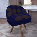 Ver imagem 1 de Poltrona Paloma Escritório Sala Giratória Madeira Suede Azul Marinho e Suede Marrom - Dominic Decor