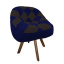 Ver imagem 2 de Poltrona Paloma Escritório Sala Giratória Madeira Suede Azul Marinho e Suede Marrom - Dominic Decor