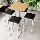 Ver imagem 1 de Conjunto Mesa Alta Bar Bistrô Quadrada Pinus 4 Bancos Estofado Industrial Black Don Castro Decor Ind