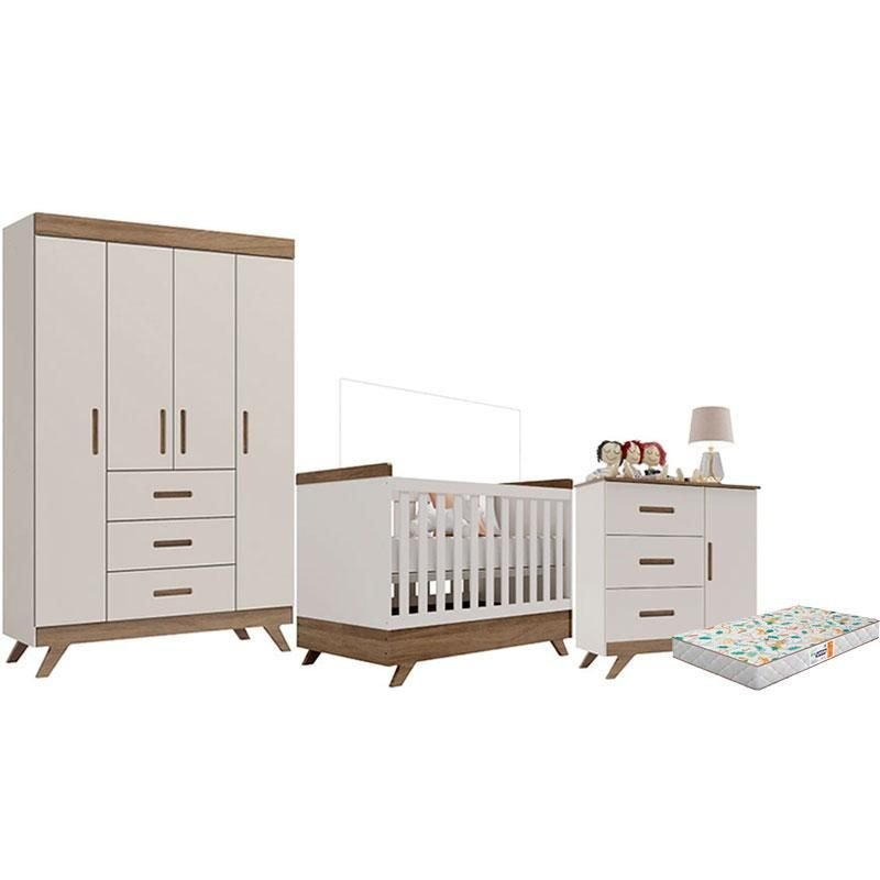 Bebe Ratero Quarto de Bebê Retrô Maya com Berço Americano Vitória Off White ...