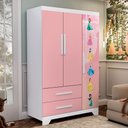 Ver imagem 1 de Guarda Roupa Infantil Rosa Personagem Organizador 2 Portas para Quarto Criança Moderno MDF